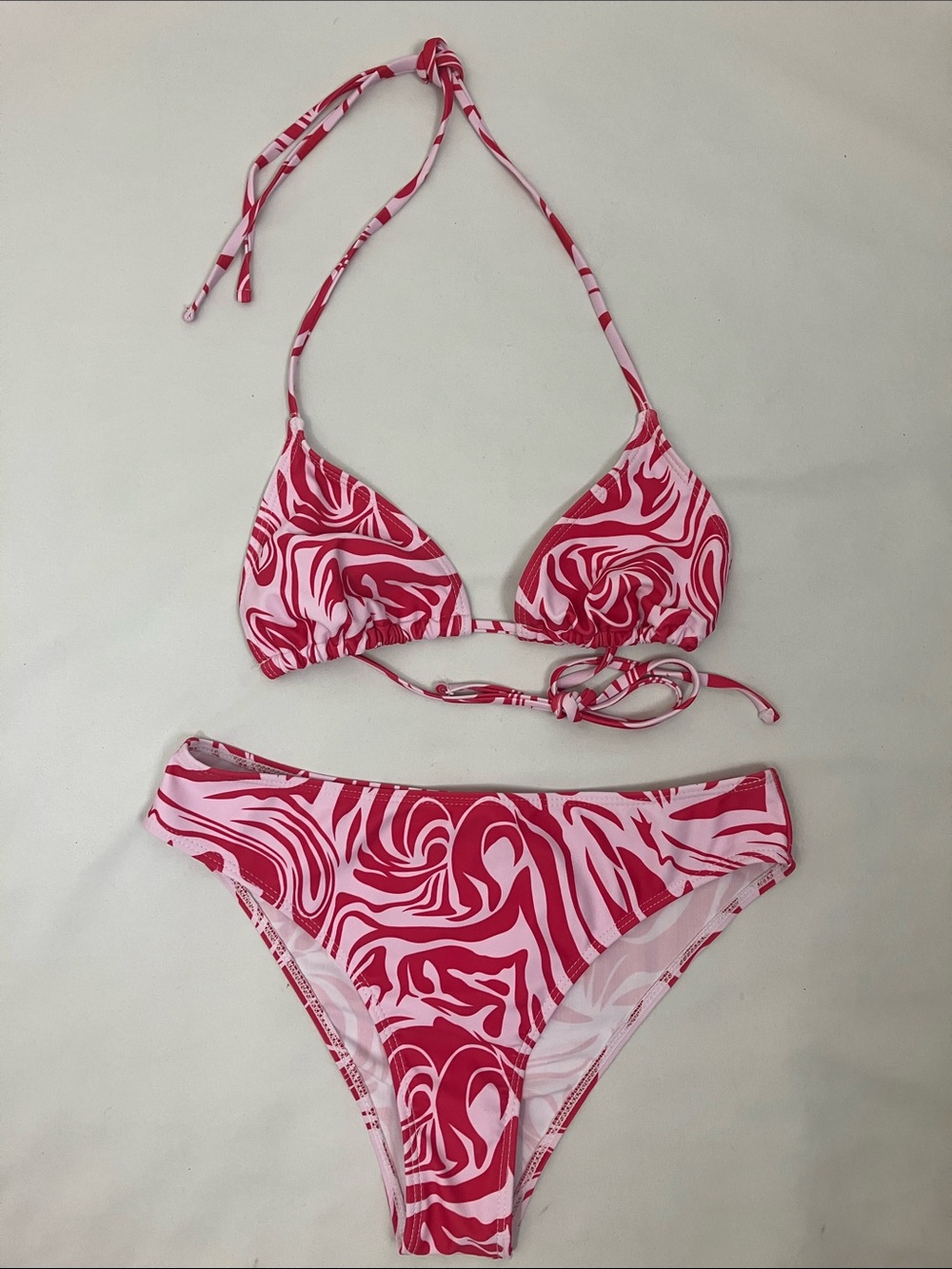 Pink & Fuchsia Swirl Halter Style Bikini Two Set Women’s Size Small